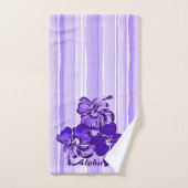 Waterverf Hibiscus Hawaiian Stripe - Paars Bad Handdoek (Handdoek)