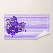 Waterverf Hibiscus Hawaiian Stripe - Paars Bad Handdoek (Handdoek)