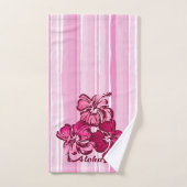 Waterverf Hibiscus Hawaiian Stripe - Roze Bad Handdoek (Handdoek)