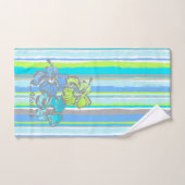 Waterverf Hibiscus Hawaiian Stripe-Turquoise Bad Handdoek (Handdoek)