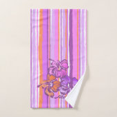 Waterverf Hibiscus Hawaiian Stripe-Violet Bad Handdoek (Handdoek)