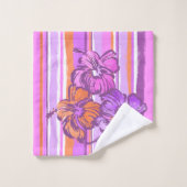Waterverf Hibiscus Hawaiian Stripe-Violet Bad Handdoek (Wasdoekje)