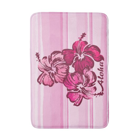 Waterverf Hibiscus Hawaiian Tropisch Badmat (Voorkant Verticaal)