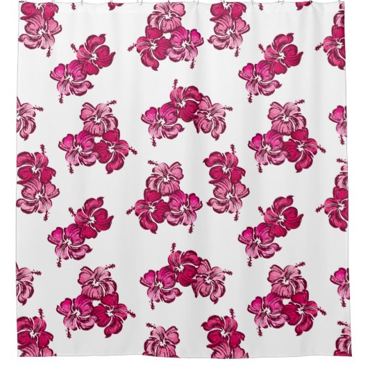 Waterverf Hibiscus Hawaiian Tropisch Douchegordijn (Voorkant)