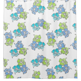 Waterverf Hibiscus Hawaiian Tropisch Douchegordijn