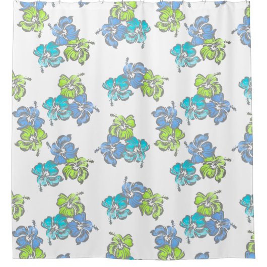 Waterverf Hibiscus Hawaiian Tropisch Douchegordijn (Voorkant)