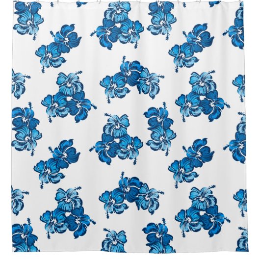 Waterverf Hibiscus Hawaiian Tropisch Douchegordijn (Voorkant)