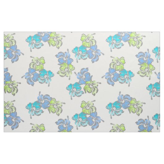 Waterverf Hibiscus Hawaiian Tropisch Stof (Fat Quarter)