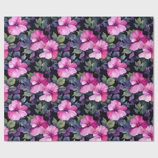 Waterverf Hibiscus inpakpapier (Vlak)