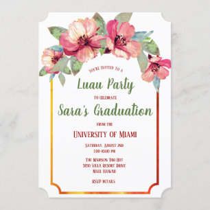 Waterverf Hibiscus Luau Graduation Party nodigt ui Kaart