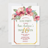 Waterverf Hibiscus Luau Party Sweet 16 B'day Kaart (Voorkant)