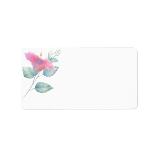 Waterverf Hibiscus Maui Wedding Address Etiket (Voorkant)