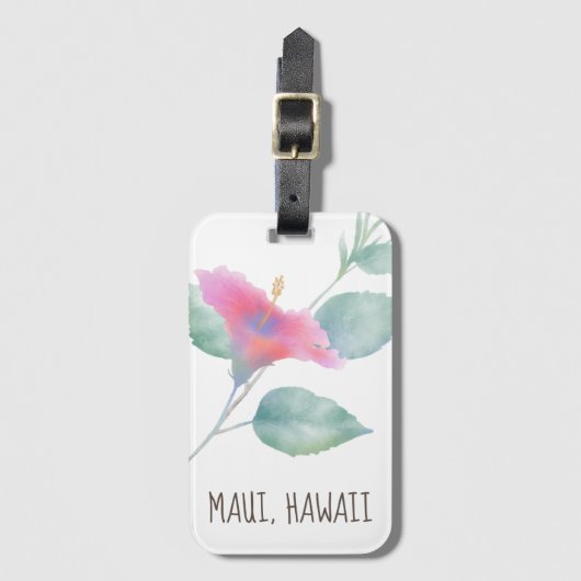 Waterverf Hibiscus Maui Wedding Bagagelabel (Voorkant (verticaal))