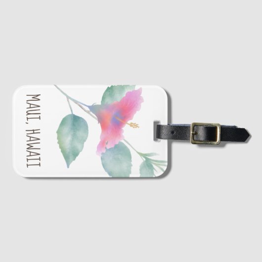 Waterverf Hibiscus Maui Wedding Bagagelabel (Voorkant (horizontaal))
