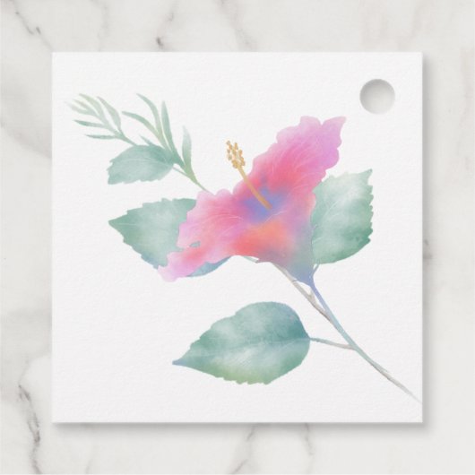 Waterverf Hibiscus Maui Wedding Bedankjes Labels (Achterkant)