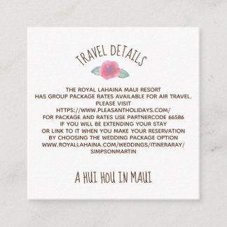 Waterverf Hibiscus Maui Wedding Informatiekaartje