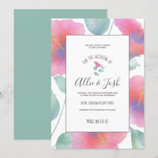 Waterverf Hibiscus Maui Wedding Kaart
