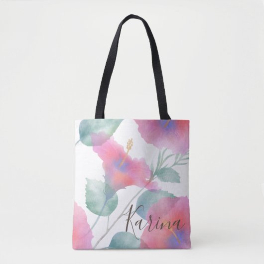 Waterverf Hibiscus Maui Wedding Tote Bag (Voorkant)