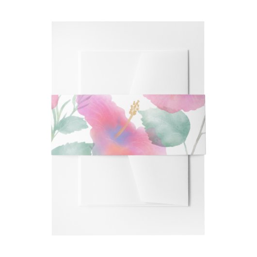 Waterverf Hibiscus Maui Wedding Uitnodigingen Wikkel (Voorkant Voorbeeld)