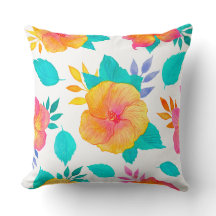 Waterverf Hibiscus Pattern - Tropische Bloemen