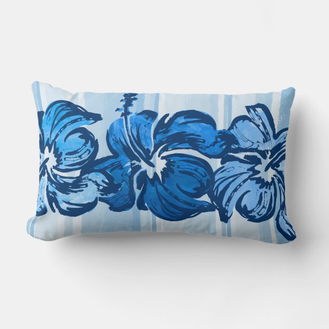Waterverf Hibiscus Reversible Lumbar Pillow Kussen (Voorkant)