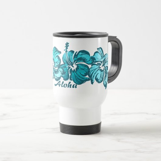Waterverf Hibiscus Travel Mug Reisbeker (Voorkant rechts)