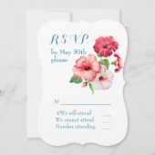 Waterverf Hibiscus Tropical Floral RSVP Kaart (Achterkant)