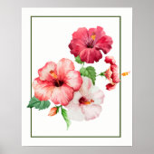 Waterverf Hibiscus Tropical Flowers Poster (Voorkant)