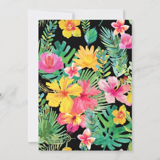 Waterverf Hibiscus Tropisch Vrijgezellenfeest Kaart (Achterkant)