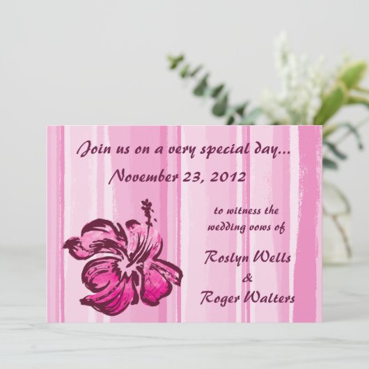 Waterverf Hibiscus Uitnodiging (Staand voorkant)