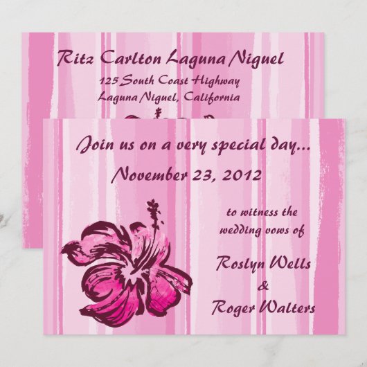 Waterverf Hibiscus Uitnodiging (Voorkant / Achterkant)