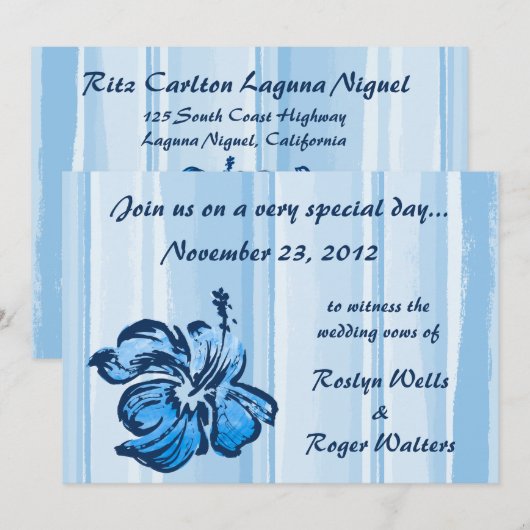 Waterverf Hibiscus Uitnodiging (Voorkant / Achterkant)