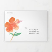 Waterverf Hibiscus Zomer Tropisch Sinaasappel Drieluik Uitnodiging (Cover)