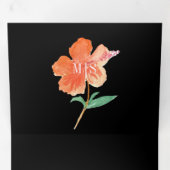 Waterverf Hibiscus Zomer Tropisch Sinaasappel Drieluik Uitnodiging (Binnenzijde eerst)