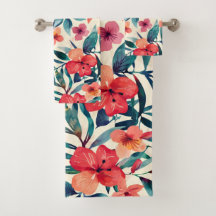 Waterverf hibiscusbloemen