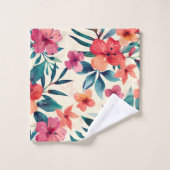 Waterverf hibiscusbloemen bad handdoek (Wasdoekje)