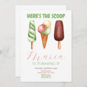 Waterverf Hier is de scoop Verjaardagsuitnodiging Kaart (Voorkant / Achterkant)