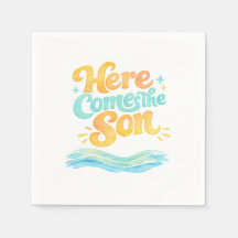 Waterverf Hier Komt de Zoon Baby Shower Servetten