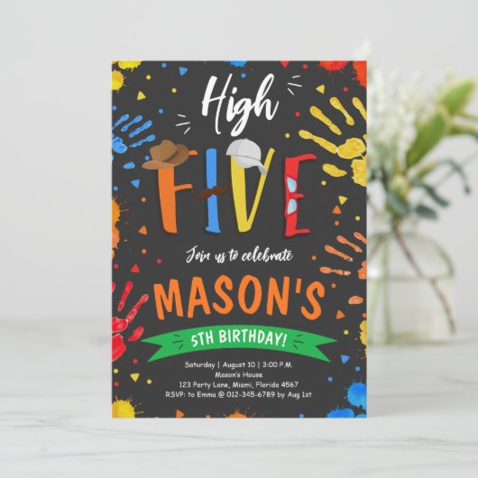 Waterverf High Five Verjaardag Kaart (Staand voorkant)