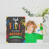 Waterverf High Five verjaardagsfoto Kaart (Staand voorkant)