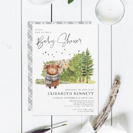 Waterverf Highland Koe Baby shower