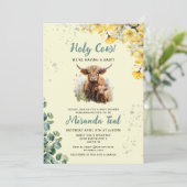 Waterverf Highland Koe Baby shower Kaart (Staand voorkant)