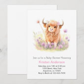 Waterverf Highland Koe Whimsical Meisje Baby showe Kaart (Voorkant / Achterkant)