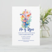 Waterverf Hij is Risen Religieus Pasen Floral Kaart (Staand voorkant)