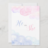 Waterverf hij of zij gender reveal party kaart (Achterkant)