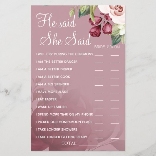 Waterverf Hij zei dat ze een douchespelkaart zei Flyer (Voorkant)