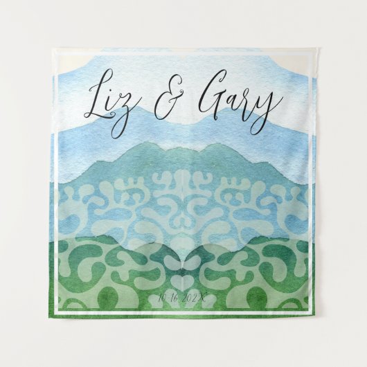 Waterverf Hills BBQ Wedding Achtergrond Wandkleed (Voorkant)