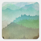 Waterverf Hills Vierkante Sticker (Voorkant)