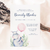 Waterverf Hippo Baby shower Kaart