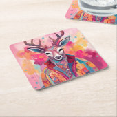 Waterverf Hipster Herten Onderzetter (Schuin)